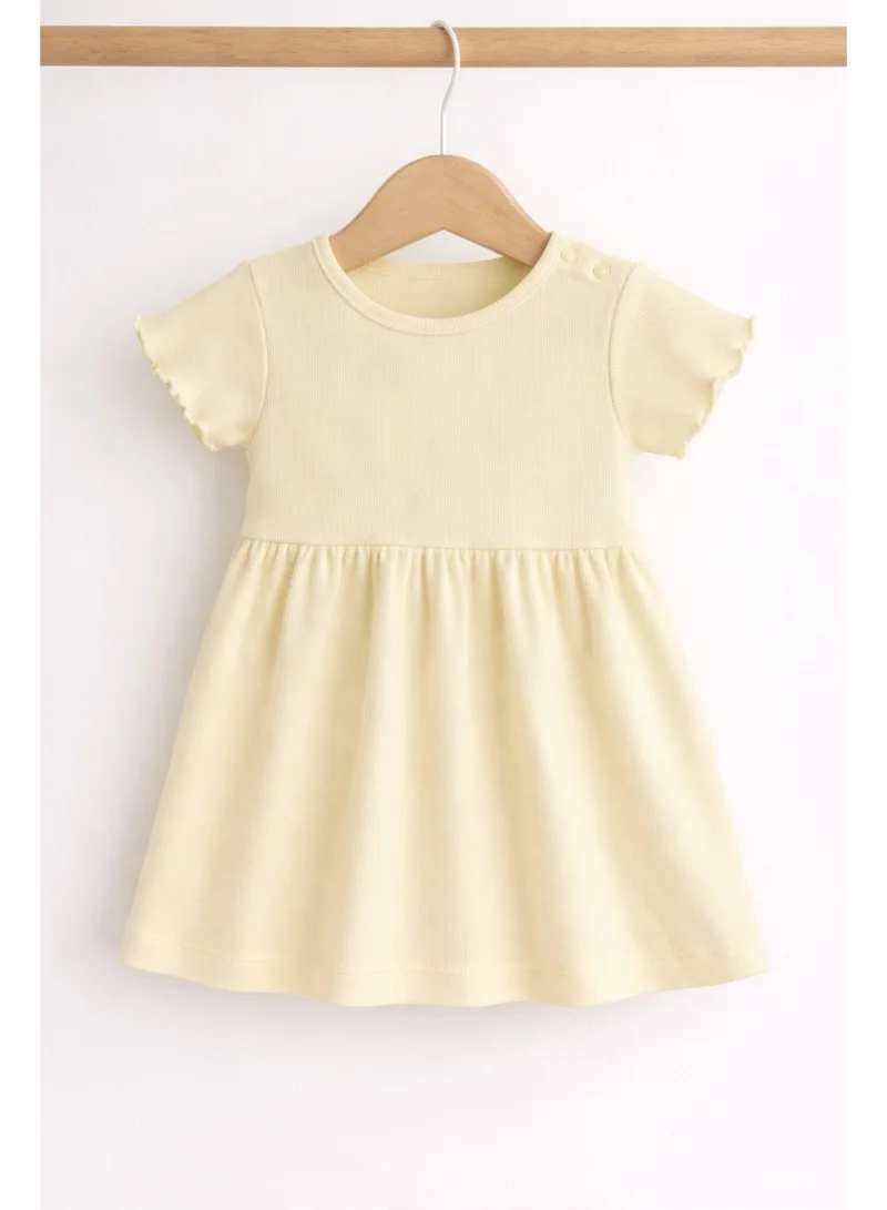 Victor And Jane  Infant Girls 2-Pack Rib Dresses (Printed & Solid Light yellow) for Women | Best Price UAE